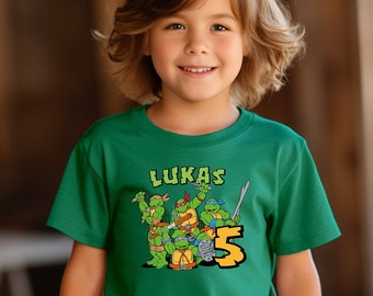 Turtles Birthday Family Shirts, Turtles Matching T Shirt, Custom Turtle Birthday Party Shirts, Green Turtles birthday Shirt3