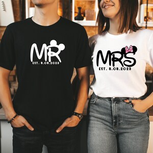 Disney  Mr And Mrs Shirts, Mickey Minnie Wife Husband Custom Shirt, Funny Bride Groom T-Shirts,  Honeymoon Sweatshirt, Wifey Hubby Shirt