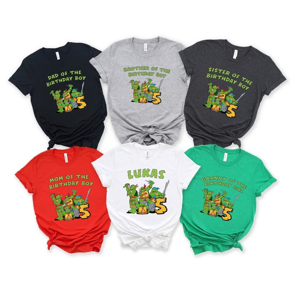 Turtles Birthday Family Shirt, Turtles Matching T Shirt, Custom Turtle Birthday Party Shirts, Turtles Anime Boy Tee, Green Turtles Tee2