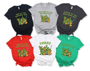 Turtles Birthday Family Shirt, Turtles Matching T Shirt, Custom Turtle Birthday Party Shirts, Turtles Anime Boy Tee, Green Turtles Tee2