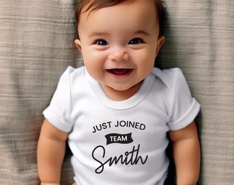 Cute Baby Bodysuit, Gift Newborn Clothing, Coming Home Bodysuit, Funny Baby Outfit, Just Joined Team Bodysuit