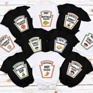 Funny Group Condiments Matching Halloween Costume Party Shirts, Condiments Teacher T-shirt,  Halloween Costume Tee,Adults Youth Ketchup Gift