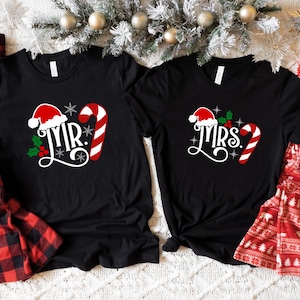 Christmas Couple Shirts,Mr and Mrs Xmas Sweatshirts,Wifey hubby Christmas,Christmas Couples Pajamas,First Christmas TShirt, Xmas Couple gift