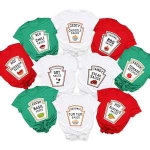 Funny Group Condiments Shirts, Matching Condiment Halloween Costume Party Shirt, Adults Youth Ketchup Ranch, family Group Matching Shirts