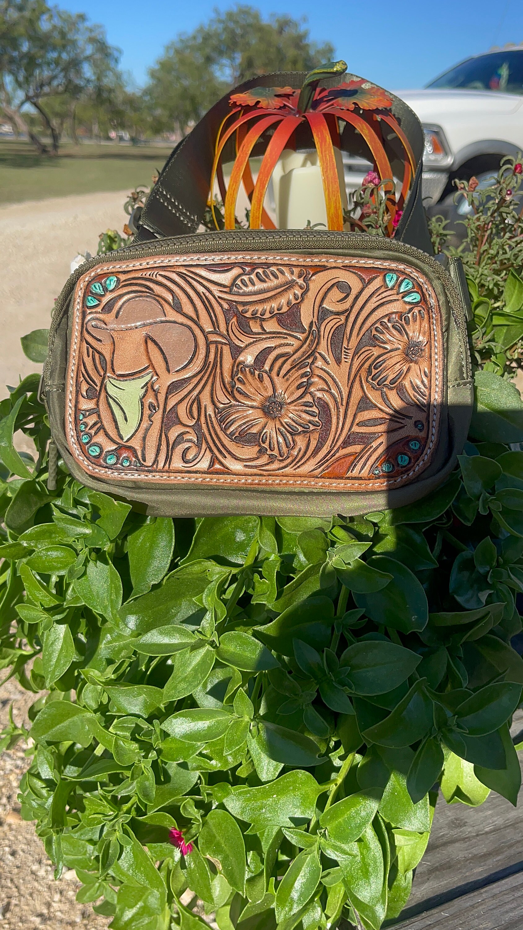 Custom Tooled Leather Sling Bag Etsy