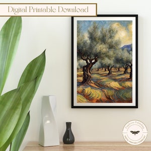 Printable Olive Trees Landscape Painting Wall Art, Greece Digital Art, Digital Printable Download, Printable Wall Art, Digital Wall Print