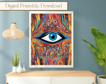 Printable Evil Eye AI Wall Art, Evil Eye Digital Art, Digital Printable Download, Printable Wall Art Gift, Digital Wall Print