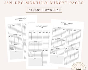 Printable Monthly Budget Planner, A4 A5 US Letter (Digital Download)