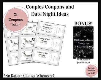 Cupones de cita nocturna imprimibles Agregue sus propias fechas ajustables Noche de cine Noche divertida Regalo Cupones de regalo Cupones para parejas Parejas