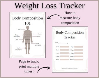 Hojas de trabajo Pérdida de peso Hidratación y composición corporal Hojas de trabajo imprimibles Reutilizable Sin año Uso una y otra vez Color claro Todo en uno
