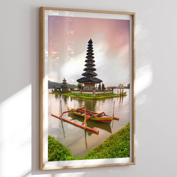 Bali Travel Photo Print, Pura Ulun Danu Beratan Temple, Bali Travel Poster, Bali Indonesia Wall Art, Indonesia Home Decor, Wall Art Gifts