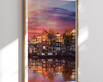 Impresión de Ámsterdam, Cartel de Ámsterdam, Arte de la pared de Ámsterdam, Impresión de arte de los Países Bajos, Foto de Ámsterdam, Decoración del hogar, Regalo de viaje