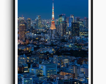 Tokyo Japan Print, Tokyo Tower Print, Japan Wall Art, Skyline at Night, Fine Art Photography, Travel Poster, Travel Gift
