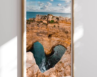 Algarve Colorful Poster Print, Algarve Photography Wall Art, Algarve Wall Decor, Algarve Travel Print, Algarve, Heart-Shaped Cliffs