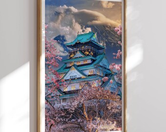 Osaka Castle Photo Print, Mount Fuji, Cherry Blossoms, Osaka Poster, Osaka Wall Art, Japan Print, Japan Poster, Japan Wall Art, Photography
