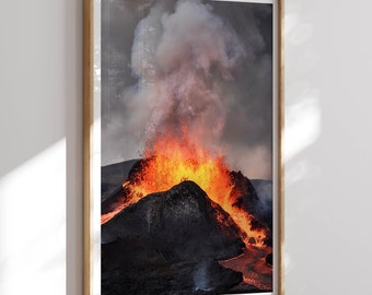 Iceland Print, Fagradalsfjall Volcano Eruption, Reykjanes Peninsula, Volcano Decor, Volcanoes, Fine Art Photography