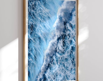 Abstract Ocean Print ,Waves Wall Art ,Ocean Photography ,Blue Water,Home Art Decor, Aerial Beach Print, Sea Wave Print, Beach Wave Print