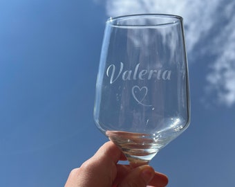 Calice Personalizzato - Bicchiere Vino Personalizzato - Custom Wine GLASSES, Engraved With Custom Name & Date, Initial, Monogram, Wedding