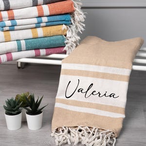 Serviette de plage personnalisée avec nom - Serviette de plage personnalisée - Serviette de plage avec nom - Serviette à personnaliser - Serviette fouta