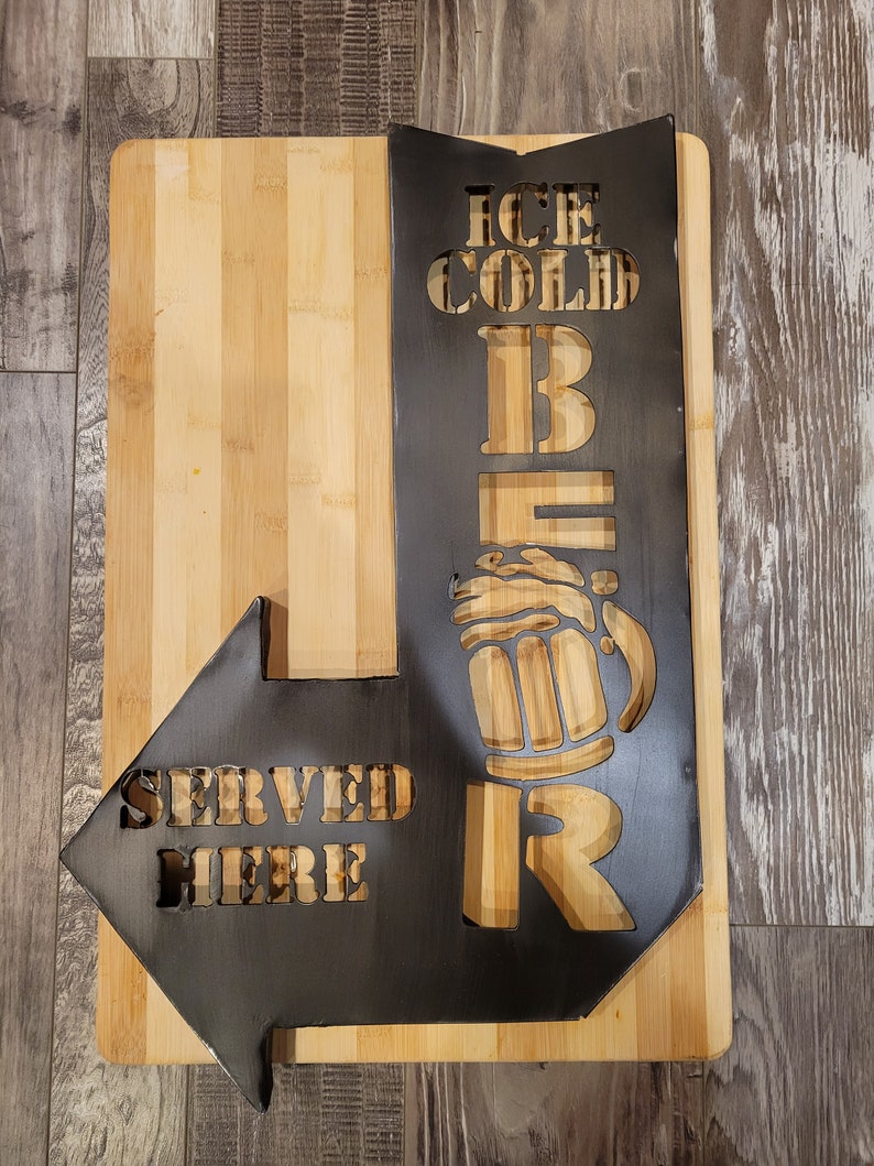 2d Ice Cold Beer Served Here Sign Outdoor Decor Mancave Etsy