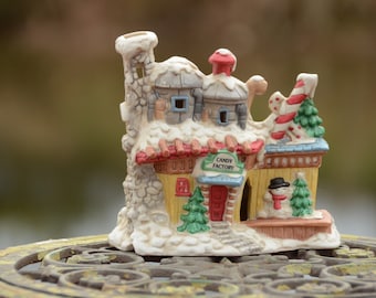 Fábrica de dulces de porcelana Pueblo de Papá Noel/casa de Navidad iluminada de pueblo de Navidad/casas de ciudad iluminadas de Navidad #AA125