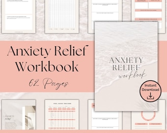 Cahier d'exercices pour le soulagement de l'anxiété, livre à téléchargement numérique sur l'anxiété, journal de thérapie, cahier d'exercices sur la santé mentale, journal d'anxiété, suivi de l'anxiété, soins personnels