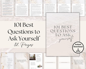 101 Best Questions To Ask Yourself Self Discovery Digital Journal, Self Care Workbook, Get To Know Yourself Mental Health Instant Download