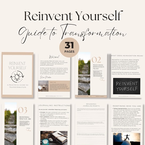 Reinvent Yourself: A Practical Guide to Transformation, Self-Discovery Workbook, Personal Growth Journal ,Digital Download