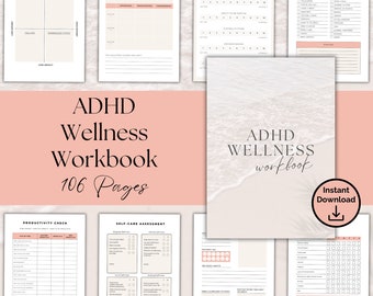 Cartella di lavoro per il benessere ADHD Download istantaneo del diario ADHD, Tracker digitale ADHD, cartella di lavoro per l'organizzazione adhd, Pianificatore di produttività adhd stampabile