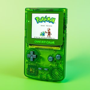 Midori Edition Game Boy Color IPS V3 | Chameleon Green Buttons | Li-ion Battery & Audio Amplifier Upgrades | Case and Earphones Included