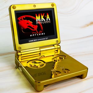 Collector&#39;s Edition Phoenix Gold Game Boy Advance SP IPS M2 | Chrome Gold Buttons | USB-C Charging & Audio Port | Earphones + Case Included