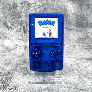 Custom Clear Blue Game Boy Color IPS V3 - Chromblaue Tasten, LED-Batterieanzeige, Upgrades verfügbar, Bonus-Extras, Retro-Gamer-Geschenk