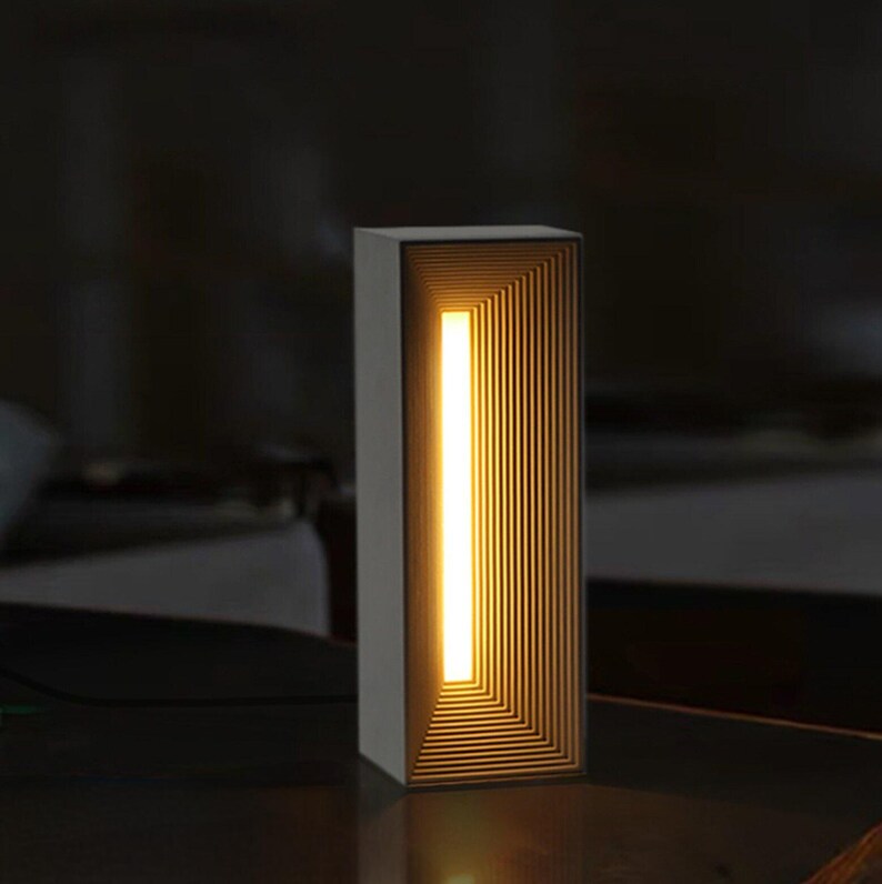 Handmade Mini Concrete LED Table Lamp - Etsy