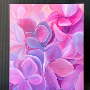 Original Floral Oil Painting Pink Hydrangea Wall Art Handmade Botanical Artwork Flower Decor Fine Art Pink Nature Art Unique Gift