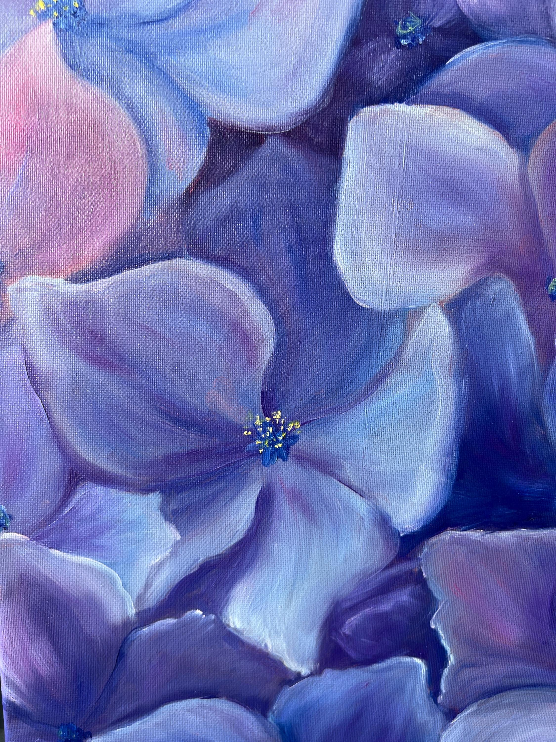 Original Floral Oil Painting Purple Hydrangea Wall Art Dreamlike ...