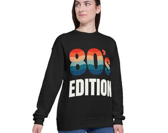 レトロ80年代エディションスウェットシャツ、ユニセックスドロップショルダー、ヴィンテージスタイル