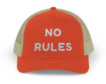 No Rules Trucker Cap, Unisex Snapback Baseball Hat