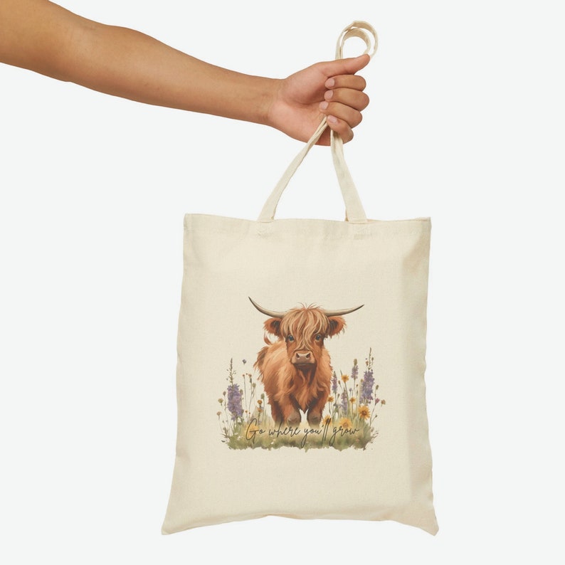 Veqzc Western Highland Cow Tote Bag - Canvas Shoulder Bag For Women (15 Inches)