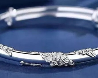 925 sterling silver blooming flowers bracelet Bangle for women