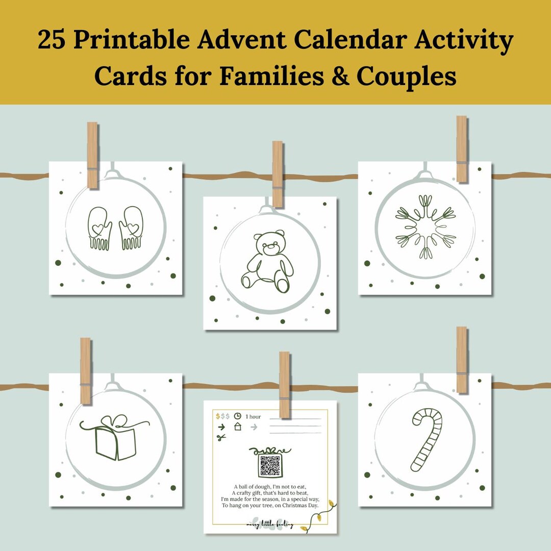 Advent Calendar Printable Cards for Christmas Countdown Christmas