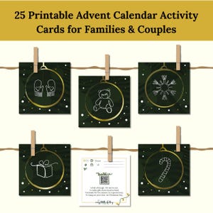 Adventskalender Printable Challenge Karten für Weihnachten Countdown | Weihnachtsaktivitäten für Familie und Paare | Interaktiver Adventskalender