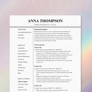 Resume Template Professional Resume Template Modern Resume Template For Word Resume Template Docs Resume Template Minimalist Canva Resume CV