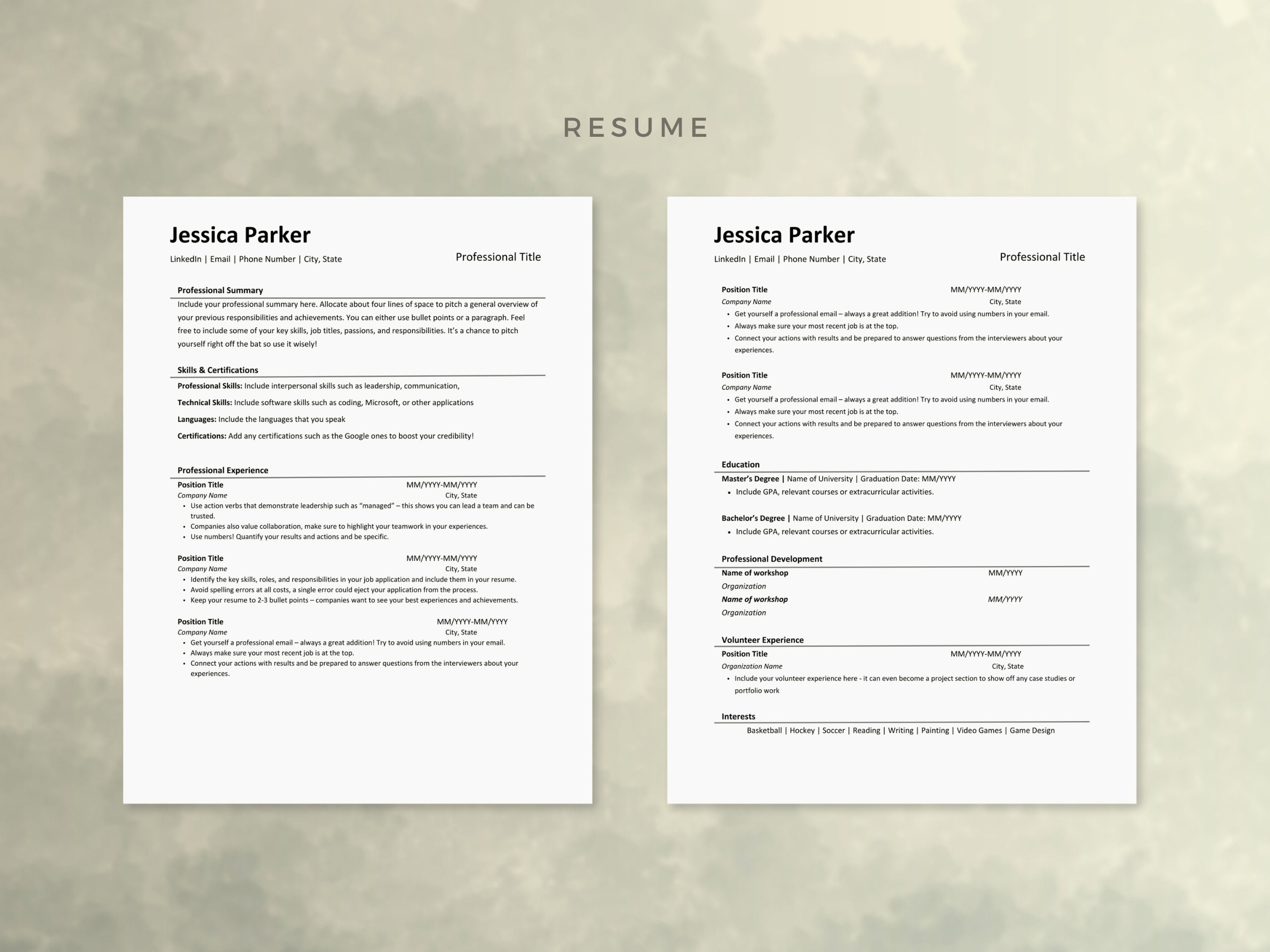Resume Template Word ATS Friendly Resume Template Minimalist Canva ...