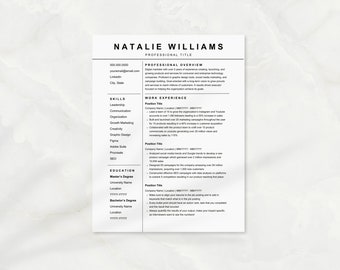 Szablon CV Nowoczesny szablon CV Proste i czyste CV Google Docs CV Minimalistyczne CV Word Canva Profesjonalne CV 2 strony