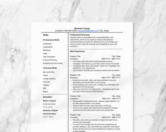 Resume Template Clean Resume Template Simple Resume Modern Resume for Google Docs Minimalist Resume Word Canva Professional Resume 2 Page
