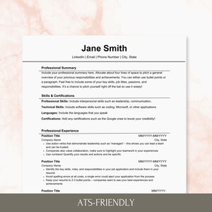 Resume Template ATS Friendly Google Docs Resume Word Canva Minimalist Resume Modern Resume ATS CV Template Simple Resume Template Executive
