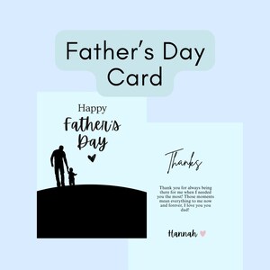 Cartão de Dia dos Pais da Filha – Cartão de Dia dos Pais para Imprimir – Presente Sentimental para o Dia dos Pais – Cartão Minimalista de Coração Azul – Download Instantâneo