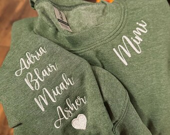 Sudadera bordada de mamá personalizada con nombres de niños, regalos para mamá, regalo del día de la madre, regalos de mamá de la hija, sudadera con capucha personalizada de papá est