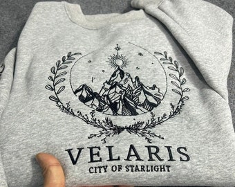 Sudadera bordada Velaris, camisa bordada Velaris City Of Starlight, camisa The Night Court, suéter SJM, City of Starlight, ACOTAR