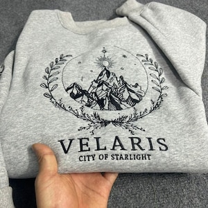 Velaris Embroidered Sweatshirt, Velaris City Of Starlight Embroidered Shirt, The Night Court Shirt, SJM sweater, City of Starlight, ACOTAR